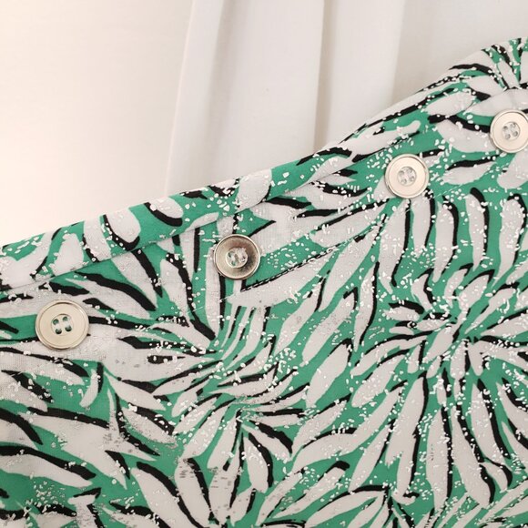 Emily Daniels Multicolor Green Floral Design Stretchy Shiny Flakes Plus Size 3X - Picture 10 of 15